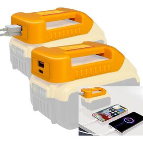 2Pack USB Charger Adapter for Dewalt 20V 60V Battery,for Dewalt Battery Holders with USB-A&USB-C 2.1A Fast Charge Ports,Power Battery Connector USB Charger Adapter Set(Adapter Only)