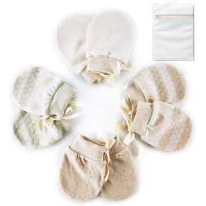 Organic Baby Mittens Newborn Glove No Scratch for Infants Unisex 4 Pairs Soft