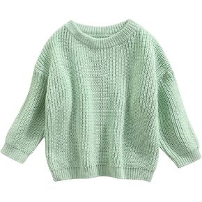 Toddler Infant Baby Girl Boy Knit Sweater Solid Color Oversized Crewneck Warm Pullover Sweatshrit Fall Winter Tops