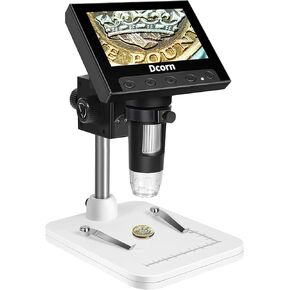 Coin Microscope, Dcorn 4.3" LCD Digital Microscope for Coin Collection Supplies,10X-1000X Coin Magnifier with 8 Adjustable LED Lights for Kids/Adults Coin Error Observation, Windows Compatible