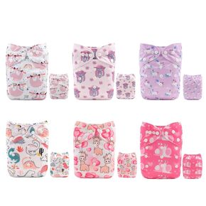ALVABABY Baby Cloth Diapers 6 Pack + 12 Inserts One Size Adjustable Washable Reusable for Baby Girls and Boys 6DM32-DA