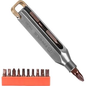FANAUE Titanium Small EDC Multi Bit Pocket Screwdriver, Professional Grade Magnetic Repair Tool Kit, 10 in 1 Mini Precision Screwdriver Set Magnetic Repair Multitool for Daily Home Improvement Use.