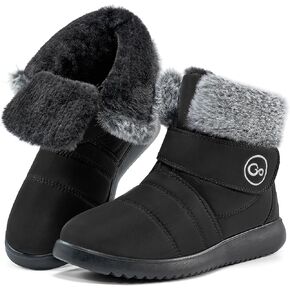 Women Snow Boots Winter Shoes With Hook Loop Comfortable Fur Lined Boots for Women Waterproof Slip On Booties Warm Anti Slip Shoes