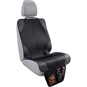 Car Seat Protector With Thick Padding and 2 Storage Pockets - Non-Slip Under Carseat Cover for Baby