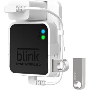 256GB USB Flash Drive for Local Video Storage with Outlet Mount for Blink Sync Module 2,Short Cable Save Space and Easy Move Mount Bracket Holder for Blink Outdoor Indoor Home Security Camera