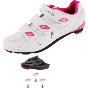CyclingDeal Road Indoor Bike Women's Cycling Shoes with Look ARC Delta Compatible Cleats - Compatible with Peloton Indoor Bikes Pedals - Size 42,White