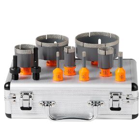 10Pcs Diamond Hole Saw Drill Bits Kit,6/8/10/25/35/50/75/100MM Vacuum Brazed Diamond Drill Bits Set for Ceramic Porcelain Tile Marble Granite with 5/8-11 Thread & Hex Shank Adapter