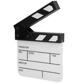 Clap Board,Mini Acrylic Director Scene Clapperboard,Classic Movie Film Clap Board,TV Movie Action Board Film Cut Prop,with a Pen,for Shoot Props/Film/Cosplay/Background,etc.(Black&White)