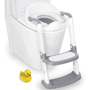 JASSONE® Potty Training Seat, Toddler Step Stool, 2 in 1 Potty Training Toilet for Kids, Baby Seat with Splash Guard and Anti-Slip Pad for Boys Girls Potty Training, Grey