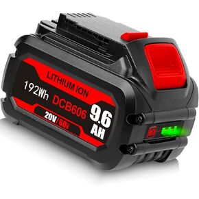 TenHutt 9.6Ah Replace Battery for Dewalt 60V Flexvolt Battery Max for 20V/60v Dewalt Cordless Power Tools DCB606 DCB612 DCB206 DCB204 Li-ion Battery High Capacity【3rd-Version】