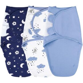 Yoofoss Baby Swaddles for Newborns 100% Cotton, Adjustable Swaddle 0-3 Months 3 Pack Newborn Swaddle Sack, Breathable Soft(Small)