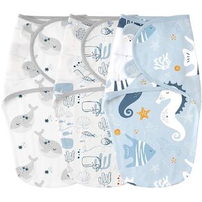 Yoofoss Baby Swaddles for Newborns 100% Cotton, Adjustable Swaddle 0-3 Months 3 Pack Newborn Swaddle Sack, Breathable Soft(Small)