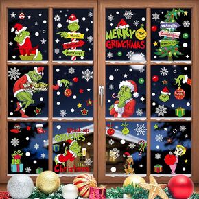 9 Sheet Upgraded Static Christmas Window Stickers Merry Christmas Window Stickers Home Indoor Winter Xmas Holiday Party Decor for Car Office Home School Christmas Party Supplies Decorations
