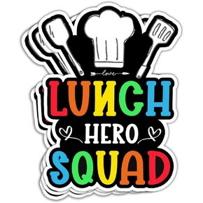 (3Pcs/Pack) Lunch Hero Squad Sticker School Lunch Lady Sticker Cafeteria Workers Sticker School Lunch Worker Sticker Gift School Cafeteria Decoration Graphic Helmet Bumper- 3x4 Inch