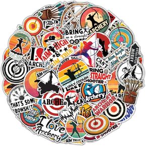64 Pcs Archery Stickers - Archery Sticker for Bow Cases, Bow Hunting Waterproof Decal for Water Bottles Laptop Luggage Computer Scrapbooking Teens Adults Girls Funny Birthday Decorations