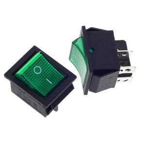 QTEATAK 2 Pack Green LED Pre-Wired Boat Rocker Toggle Switch 2 Position ON-Off 4-Pin KCD4 Switch 16A 250VAC 20A 125VAC