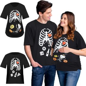 Liitrsh Set of 2 Pregnant Maternity Halloween Couple Costumes Dad and Mom Costume Parents to Be Gift