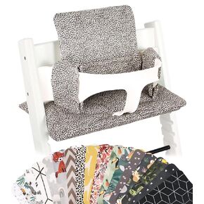 UKJE Cushion Compatible with Stokke Tripp Trapp - Soft Seat Cushion for Infants, Babies & Toddlers, High Chair Accessories, Cotton Fabric Insert, Easy to Install, Handmade in Europe (White Monkey)