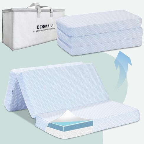 Trifold Pack and Play Mattress,38x26 Pack n Play Mattresses Dual Sided Firm & Soft Mermory Foam, Portable Travel Baby Mattress for Pack N Play with Removable Breathable Cover in Saudi Arabia