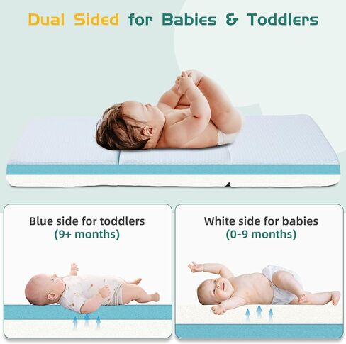 Trifold Pack and Play Mattress,38x26 Pack n Play Mattresses Dual Sided Firm & Soft Mermory Foam, Portable Travel Baby Mattress for Pack N Play with Removable Breathable Cover in Saudi Arabia