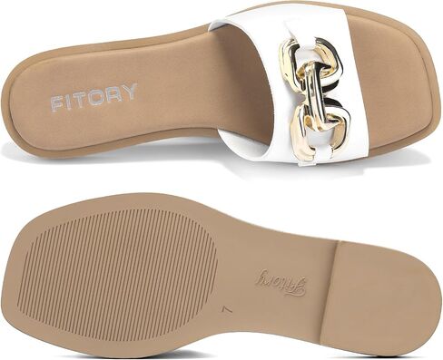 صندل نسائي مسطح من FITORY مع شباشب جلدية ناعمة للصيف مقاس 6-11 in Kuwait