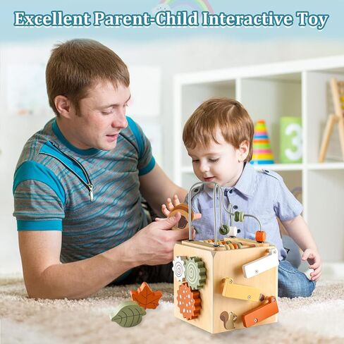 Wooden Space Toy for Baby 1 Year Old, Montessori Toy for Babies 12-18 Months, Toddler Rocket Toy Age 1-3, Sensory Activity Cube Learning Toy, 1st Birthday Gift for Boys and Girls in Saudi Arabia