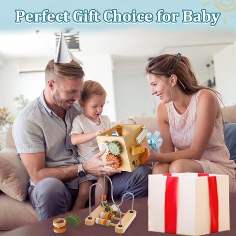 Wooden Space Toy for Baby 1 Year Old, Montessori Toy for Babies 12-18 Months, Toddler Rocket Toy Age 1-3, Sensory Activity Cube Learning Toy, 1st Birthday Gift for Boys and Girls in Saudi Arabia