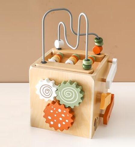 Wooden Space Toy for Baby 1 Year Old, Montessori Toy for Babies 12-18 Months, Toddler Rocket Toy Age 1-3, Sensory Activity Cube Learning Toy, 1st Birthday Gift for Boys and Girls in Saudi Arabia