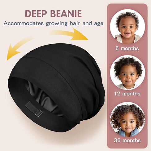 Fittia Baby Bonnet for 0-6 6-18 Months, Silky Satin Bonnet for Sleeping, Smooth for No Frizzy Hair, Adjustable for Non-Slip in Kuwait
