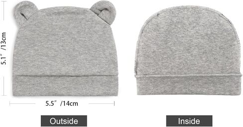 BQUBO Newborn Baby Bear Ears Hats and Mittens Sets Preemie Cotton Caps Baby Boy Girl Infant Hospital Beanie in Saudi Arabia