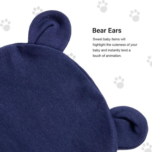 BQUBO Newborn Baby Bear Ears Hats and Mittens Sets Preemie Cotton Caps Baby Boy Girl Infant Hospital Beanie in Saudi Arabia