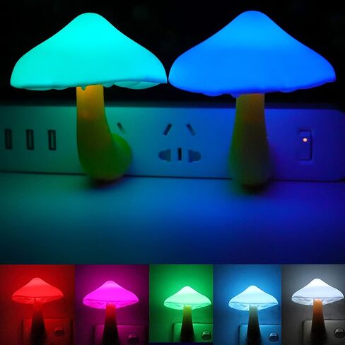 AUSAYE 2Pack Mushroom Night Light Plug in Lamp,Led Lights for Adults Kids Baby Children NightLight Wall Decor Lamp Bedroom Bathroom,Toilet,Stairs,Kitchen,Hallway in Kuwait