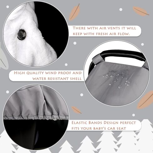 Winter Car Seat Covers for Babies, Carseat Cover Boys, Cozy & Warm Cover, Infant Car Seat Canopy Water Resistant, Universal Cold Weather Shield, Black in Kuwait