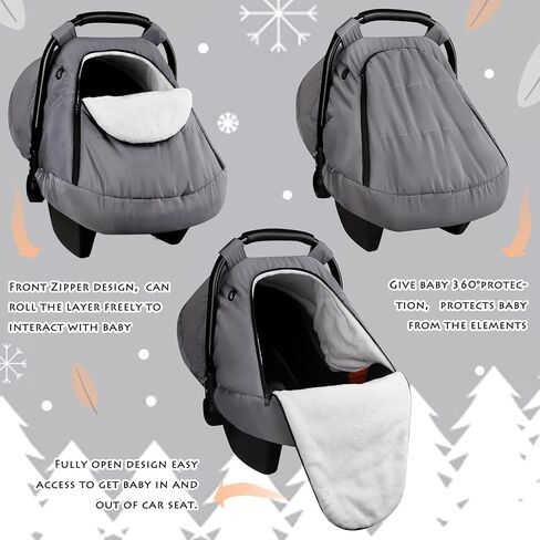 Winter Car Seat Covers for Babies, Carseat Cover Boys, Cozy & Warm Cover, Infant Car Seat Canopy Water Resistant, Universal Cold Weather Shield, Black in Kuwait