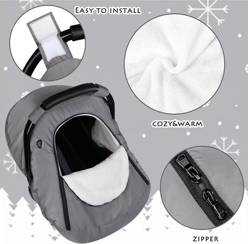 Winter Car Seat Covers for Babies, Carseat Cover Boys, Cozy & Warm Cover, Infant Car Seat Canopy Water Resistant, Universal Cold Weather Shield, Black in Kuwait