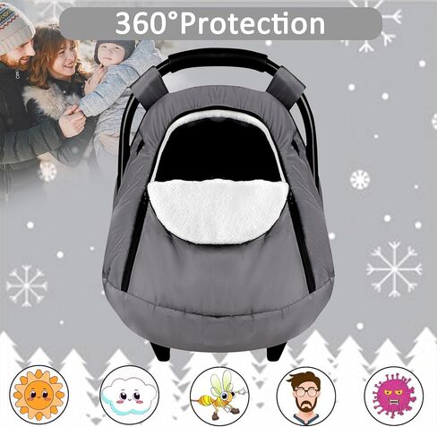 Winter Car Seat Covers for Babies, Carseat Cover Boys, Cozy & Warm Cover, Infant Car Seat Canopy Water Resistant, Universal Cold Weather Shield, Black in Kuwait