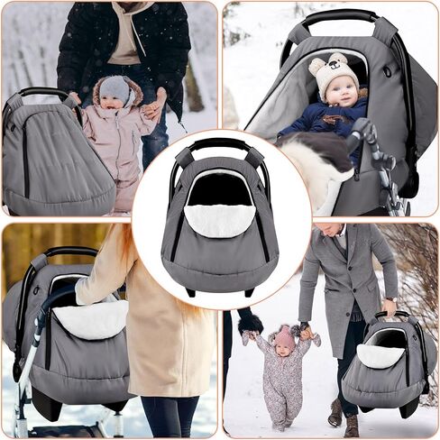 Winter Car Seat Covers for Babies, Carseat Cover Boys, Cozy & Warm Cover, Infant Car Seat Canopy Water Resistant, Universal Cold Weather Shield, Black in Kuwait