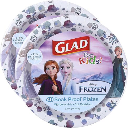 Glad for Kids Disney Frozen 8.5" Paper Anna and Elsa Snack Plates for Everyday Use, 40 Ct in Saudi Arabia