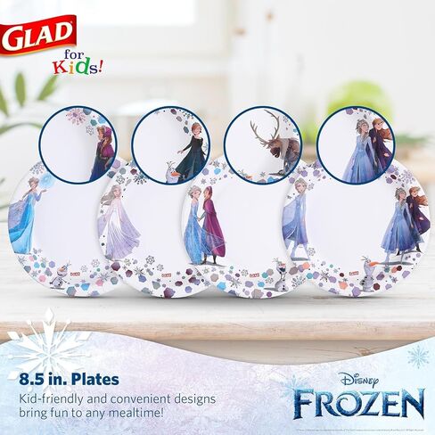 Glad for Kids Disney Frozen 8.5" Paper Anna and Elsa Snack Plates for Everyday Use, 40 Ct in Saudi Arabia