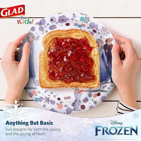 Glad for Kids Disney Frozen 8.5" Paper Anna and Elsa Snack Plates for Everyday Use, 40 Ct in Saudi Arabia