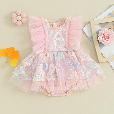 Mubineo Baby Girl Summer Clothes Lace Romper Skirt Dress Princess Outfits Sleeveless Flower Newborn Outfit in Kuwait