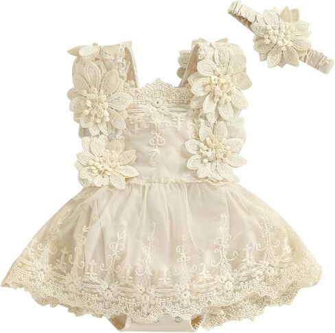 Mubineo Baby Girl Summer Clothes Lace Romper Skirt Dress Princess Outfits Sleeveless Flower Newborn Outfit in Kuwait
