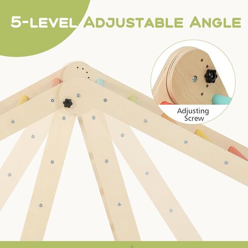 Olakids Climbing Toys for Toddlers 1-3 Inside, 5 in 1 Wood Foldable Pikler Triangle Set with Ramp Ladder Arch Slide, Baby Indoor Playground Jungle Gym Montessori Climbing Set for Kids in Saudi Arabia