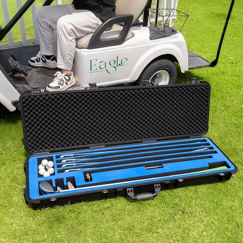 Golf Club Travel Case with Wheels 2 Handles, Golf Club Storage Case IP67 Waterproof, Ultra Durble & Safe Golf Club Suitcase Equipped with Lock Catches, Golf Club Case Universal Size EVA in Saudi Arabia