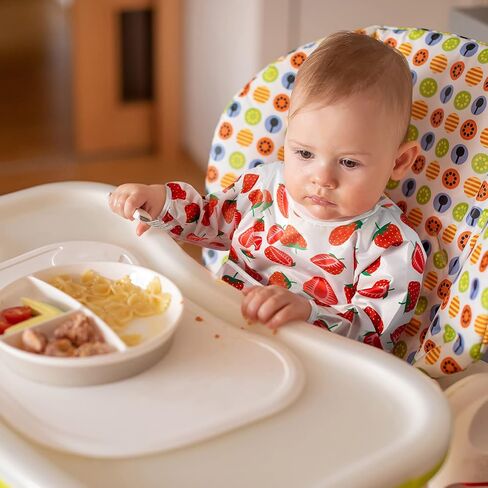 طقم مريلة مكونة من 3 قطع بأكمام طويلة|صدريات أطفال مقاومة للماء مع حزمة جيب|مريلة للأطفال الصغار بأكمام|ملابس مقاومة للبقع من عمر 6 إلى 24 شهرًا in Kuwait