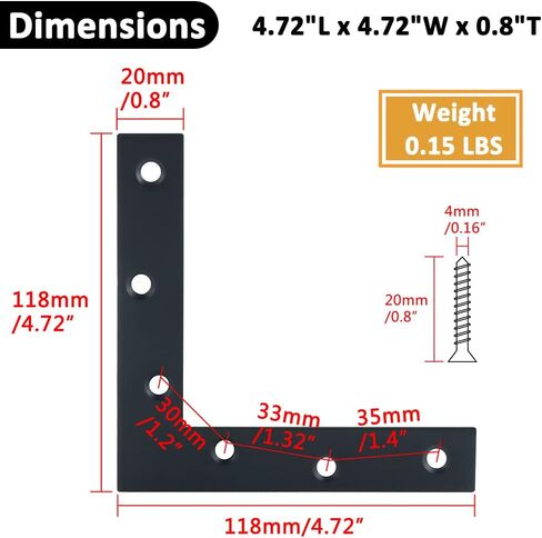 Sayayo Straight Bracket for Braces, 12 x 1 Inch (300x25mm) Mending Plate Flat Brackets for Wood Furniture Repair Fixing Joint, Stainless Steel Matte Black, 6 Pcs in Saudi Arabia