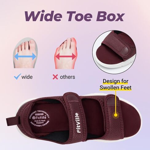 FitVille Diabetic Sandals for Women Wide Width with Arch Support, Adjustable Dual Straps Wide Sandals for Women in Saudi Arabia