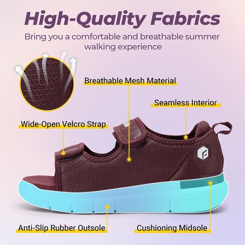 FitVille Diabetic Sandals for Women Wide Width with Arch Support, Adjustable Dual Straps Wide Sandals for Women in Saudi Arabia