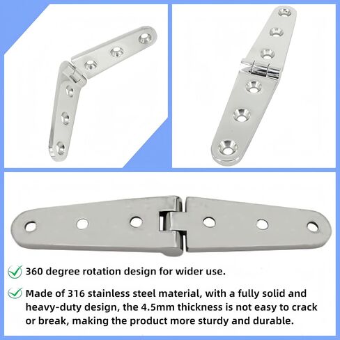 Boat Door Hatch Hinge, 304 Stainless Steel Marine Hatch Hinge Casting Hinge with Screws for Boat,Yachts, RVs, cabinets, etc., 1.6 inch × 3 inch 2 Pack in Saudi Arabia