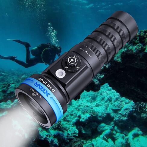 XTAR D30 1600 Lumens Scuba Diving Video Light، مصباح LED متعدد الألوان تحت الماء مع شعاع زاوية واسعة 130 درجة، ضوء التصوير الفوتوغرافي للغوص تحت الماء 100 متر (بدون بطارية) in Saudi Arabia